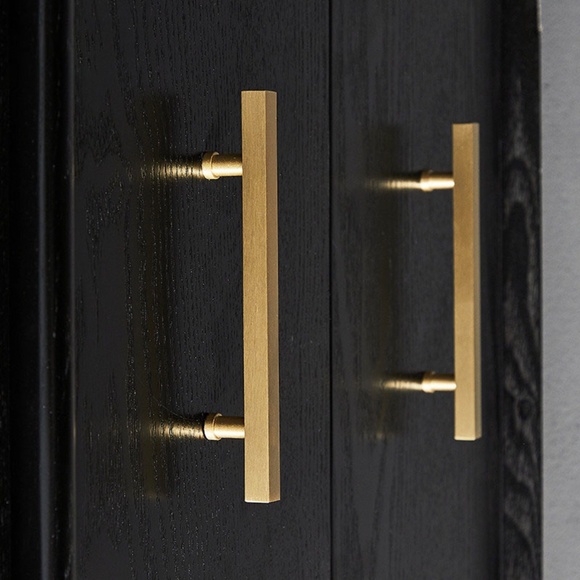 Long Modern  Brass Cabinet Pull -  Pull for Cabinets and Drawers Set of 2 - Picture 4 of 5